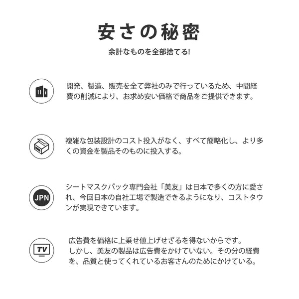 魅力的な肌を手に入れましょう!MITOMO 椿+抹茶フェイシャルエッセンスマスク/30枚<日本製>【JPSS00605-A-1x003】
