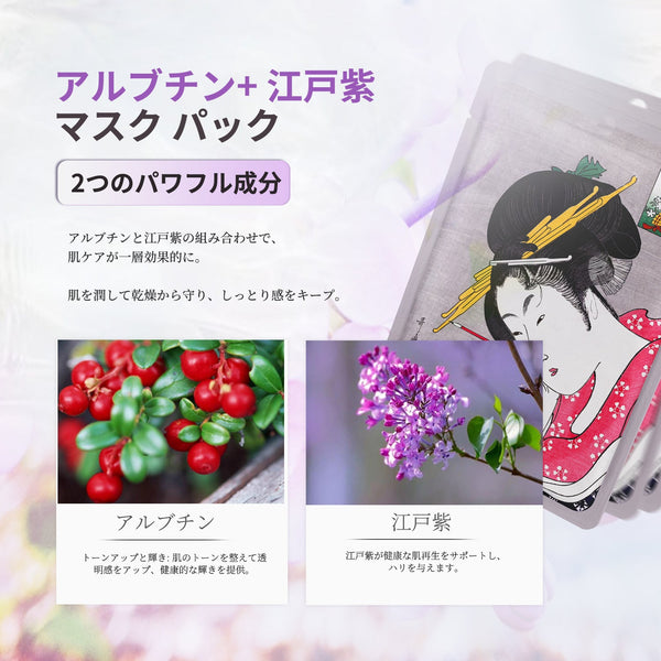 MITOMO <日本製>ミトモ 浮世絵602 Arbutin + Lithospermum/ア ルブチン+紫根エッセンスマスク カブキ エラスティック フェイスマスク エステ/20枚【JPSS00602-A-0x002】