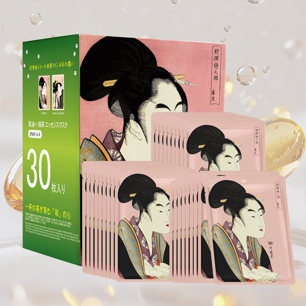 MITOMO<日本製>しっとり潤い!MITOMO 馬油+抹茶エッセンスマスク/30枚【JPSS00605-A-0x003】