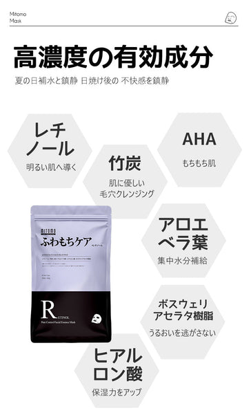 毛穴&透明感ケア/美友フェイスマスクPO 竹炭×レチノール配合 35枚【MTSA00505-E-3】