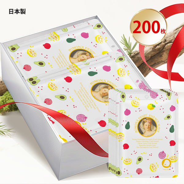 MITOMO <日本製>ミトモ めがみ303 Avocado アボカド ポモナフルーツエッセンスマスク 常備用 保湿 フェイスパック ポモナ メガミ/1枚入りx200枚セット/スキンケア 潤いマスクパック/ミトモパック/【MGSS00303-A-025x020】