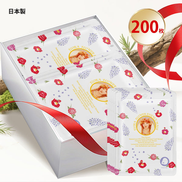 MITOMO <日本製>ミトモ めがみ303 Rose ローズ フラワーフラワーエッセンスマスク 常備用 輝きあふれる肌 フェイスパック フローラ メガミ/200枚入りセット/スキンケア 潤いマスクパック/ミトモパック/【MGSS00303-B-025x020】