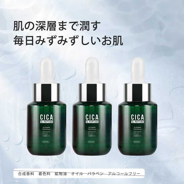 MITOMO 日本製 CICA シカ 5種ペプチド シカ保湿 スキンケア 潤い 美容液ペプチドセラム 3本 - 5種ペプチド配合のCICA美容液でしっとり肌に/ミトモパック/【TMCC00001-03-050】