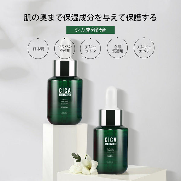 MITOMO 日本製 CICA シカ 5種ペプチド シカ保湿 スキンケア 潤い 美容液ペプチドセラム 3本 - 5種ペプチド配合のCICA美容液でしっとり肌に/ミトモパック/【TMCC00001-03-050】