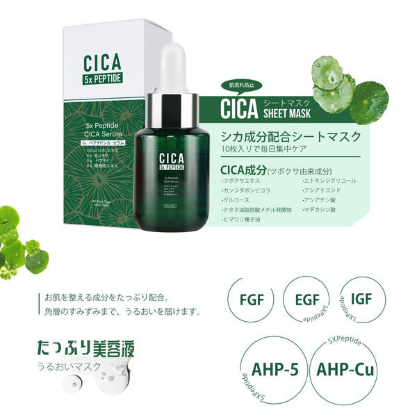 MITOMO 日本製 CICA シカ 5種ペプチド シカ保湿 スキンケア 潤い 美容液ペプチドセラム 3本 - 5種ペプチド配合のCICA美容液でしっとり肌に/ミトモパック/【TMCC00001-03-050】
