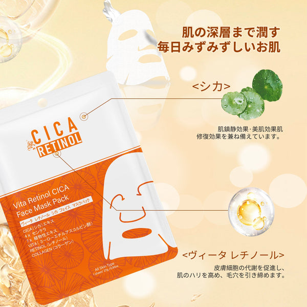 レチノールシカ フェイスマスク＋美容液セット｜CICA×レチノールでハリと潤いを集中ケア/ミトモパック/【LIMIT-CC050+CC026】