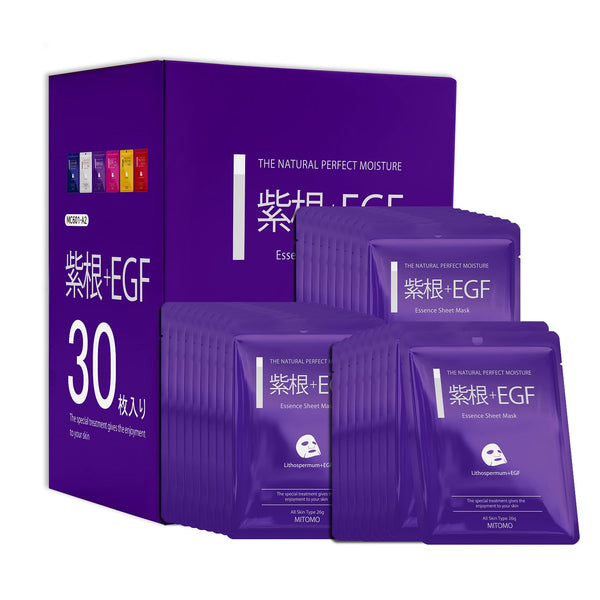 MITOMO<日本製> ミトモ CARE601 Lithospermum+EGF /シコン＋EGFエッセンスマスク 贅沢な キメ整肌 フェイスエッセンスマスク 保湿・敏感肌/30枚/ミトモパック/【MCSS00601-A-2x003】