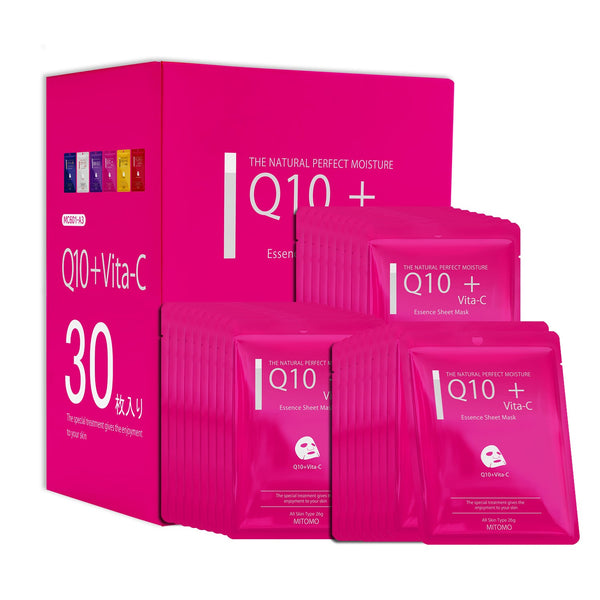 MITOMO <日本製>ミトモ CARE601 Q10+Vita-C/ Q10＋ビタミンCエッセンスマスク 贅沢な エイジケア フェイスエッセンスマスク 保湿・敏感肌/30枚/ミトモパック/【MCSS00601-A-3x003】