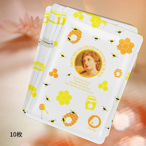 MITOMO <日本製>ミトモ めがみ303 Royal Jelly ローヤルゼリー アルテミスニュートリションエッセンスマスク 常備用 栄養補給 フェイスパック アルテミス メガミ/1枚入りx10個/ミトモパック/【MGSS00303-E-025】