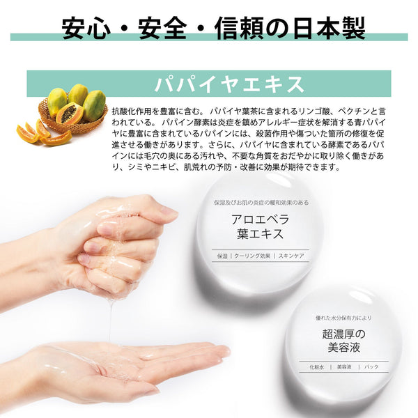 MITOMO <日本製>ナチュラルパパイヤ清潔感フェイシャルエッセンスマスク/200枚- パパイヤの清潔感で美しい肌に！天然パパイヤを贅沢に使用したフェイシャルエッセンスマスク【MTSS00516-B-5x020】