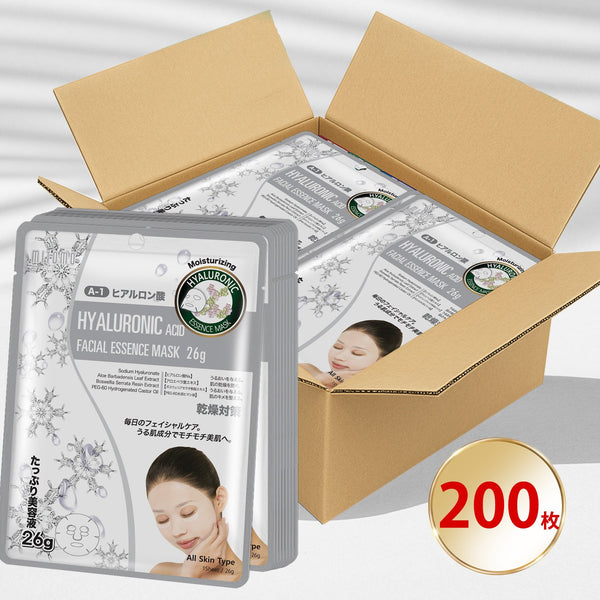 MITOMO ナチュラルヒアルロン酸保湿フェイシャルエッセンスマスク/200枚- 毎日のスキンケアに取り入れて、柔らかな肌を手に入れよう！ヒアルロン酸の恵みで肌を潤いで満たそう。/ミトモパック/【MTSS00512-A-1Jx020】