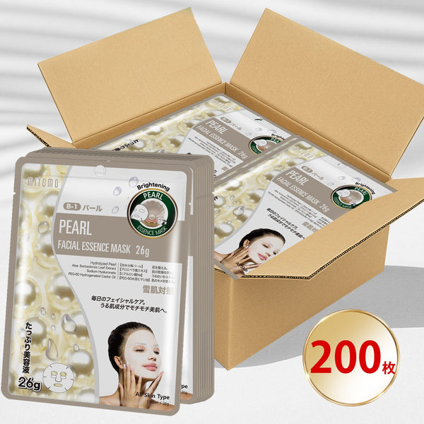 美肌の秘密！MITOMO パールブライトニングマスク/200枚- 天然パールで肌を明るく！/ミトモパック/【MTSS00512-B-1Jx020】