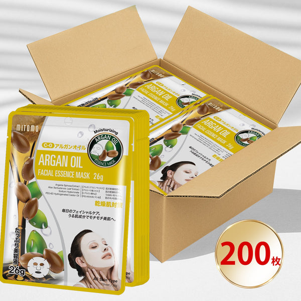 MITOMOアルガンオイルエッセンスマスク/200枚 - 深い潤いで美しい肌へ/ミトモパック/【MTSS00512-C-0Jx020】
