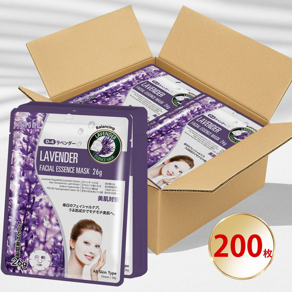 MITOMO  ナチュラルラベンダーバランシングフェイシャルエッセンスマスク/200枚- 穏やかな香りとバランスを取り戻すスキンケアアイテム/ミトモパック/【MTSS00512-D-4Jx020】