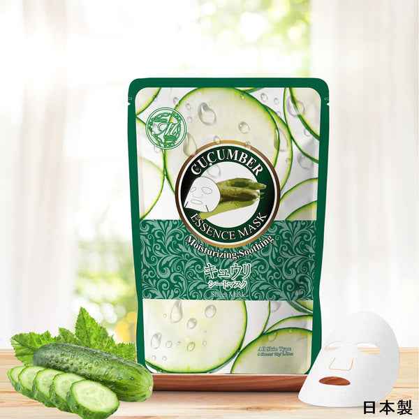 MITOMO <日本製>ナチュラルキュウリ保湿フェイスマスク - 潤いと安らぎを肌に、抗炎症作用で敏感肌にも優しい/ミトモパック/【MTSA00605-B-0】