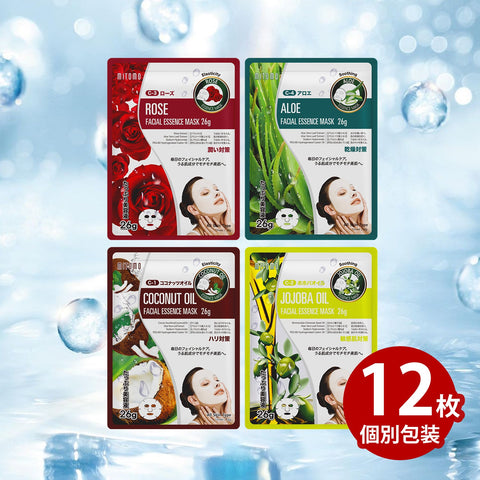 MITOMO /保湿/スキンケア美容フェイスマスクシートセット <日本製＞　/全4種12パック肌荒れ改善 美容 フェイスマスク セット：12枚入りで究極のスキンケア体験を！【TKMT00006-04-012】