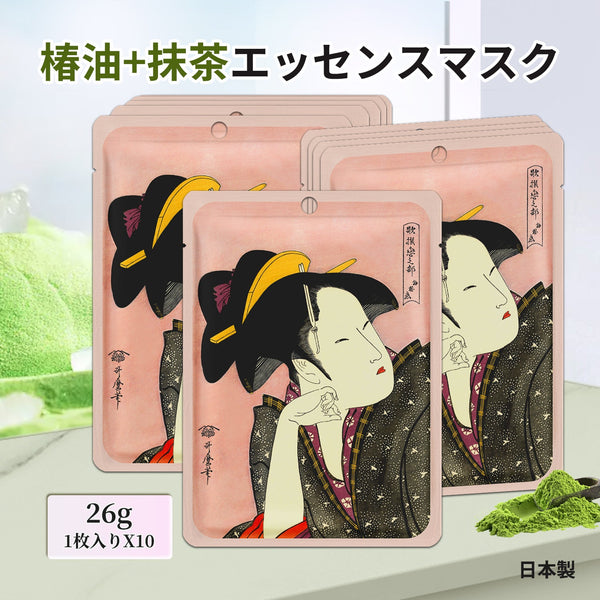 MITOMO <日本製>ミトモ 浮世絵605 Camellia Oil + Matcha/ ツバキユ+マッチャ /椿油＋抹茶エッセンスマスク カブキ ビハダコントロール フェイスマスク エステ/ミトモパック/【JPSS00605-A-1】