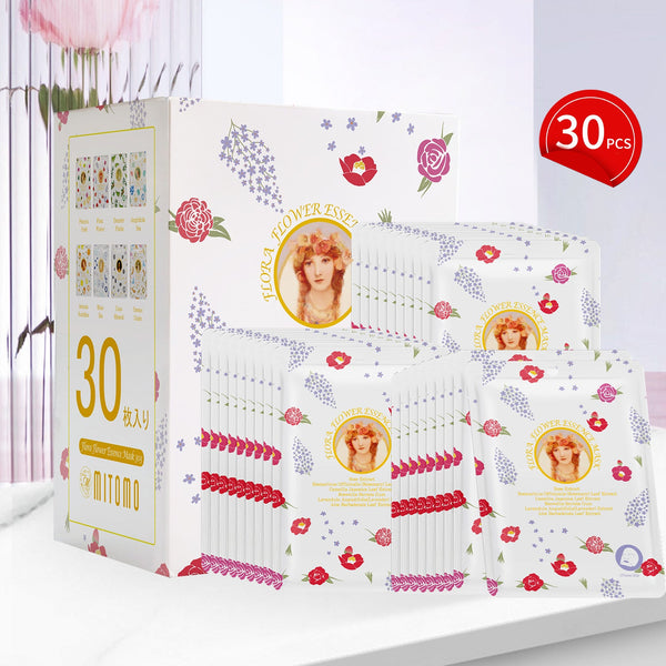 MITOMO <日本製>ミトモ めがみ303 Rose ローズ フラワーフラワーエッセンスマスク 常備用 輝きあふれる肌 フェイスパック フローラ メガミ/1枚入りx30個/ミトモパック/【MGSS00303-B-025x003】