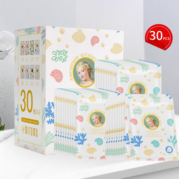 MITOMO <日本製>ミトモ めがみ303 Fucus Vesiculosus ヒバマタ アンフィトリテシーエッセンスマスク 常備用 ミネラル補給 フェイスパック アンピトリテ メガミ/1枚入りx30個/ミトモパック/【MGSS00303-D-025x003】